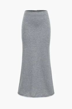 MICAS Skirt Sets-Asymmetrical Design Top And Skirt Set GRAY