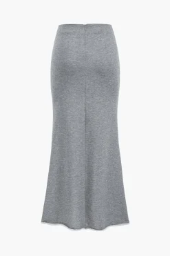 MICAS Skirt Sets-Asymmetrical Design Top And Skirt Set GRAY