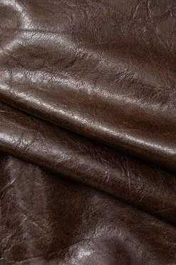 MICAS Skirts-Asymmetrical Faux Leather Mini Skirt COFFEE