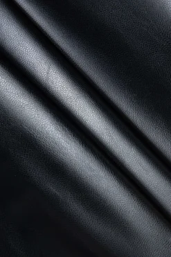 MICAS Skirts-Asymmetrical Faux Leather Ruched Skirt