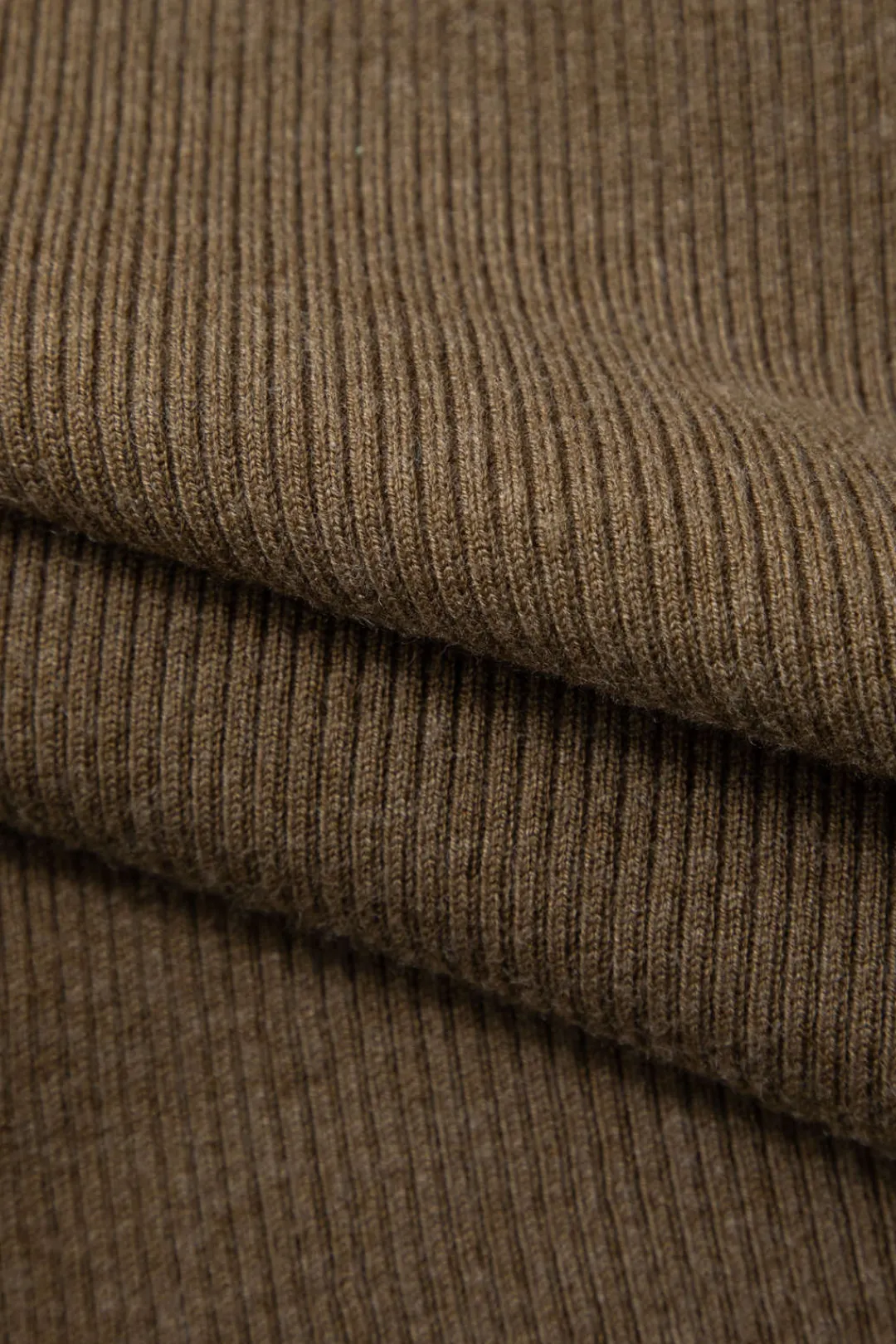 MICAS Knitwear|Knit Tops-Asymmetrical Long Sleeve Rib Knit Top TAN