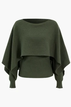 MICAS Long Sleeve Tops|Long Sleeves Tops-Asymmetrical Long-Sleeve Top MILITARY