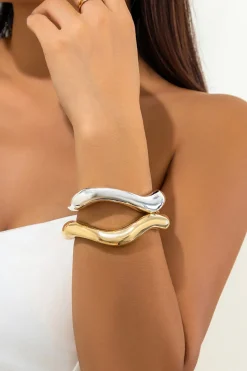 MICAS Bracelets|Accessories-Asymmetrical Metal Cuff Bangle