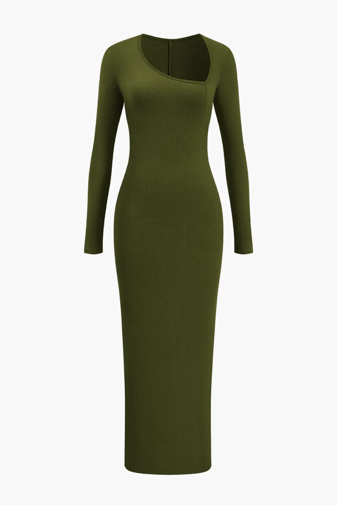 MICAS Long Sleeve Dresses|Maxi Dresses-Asymmetrical Neck Slit Maxi Dress