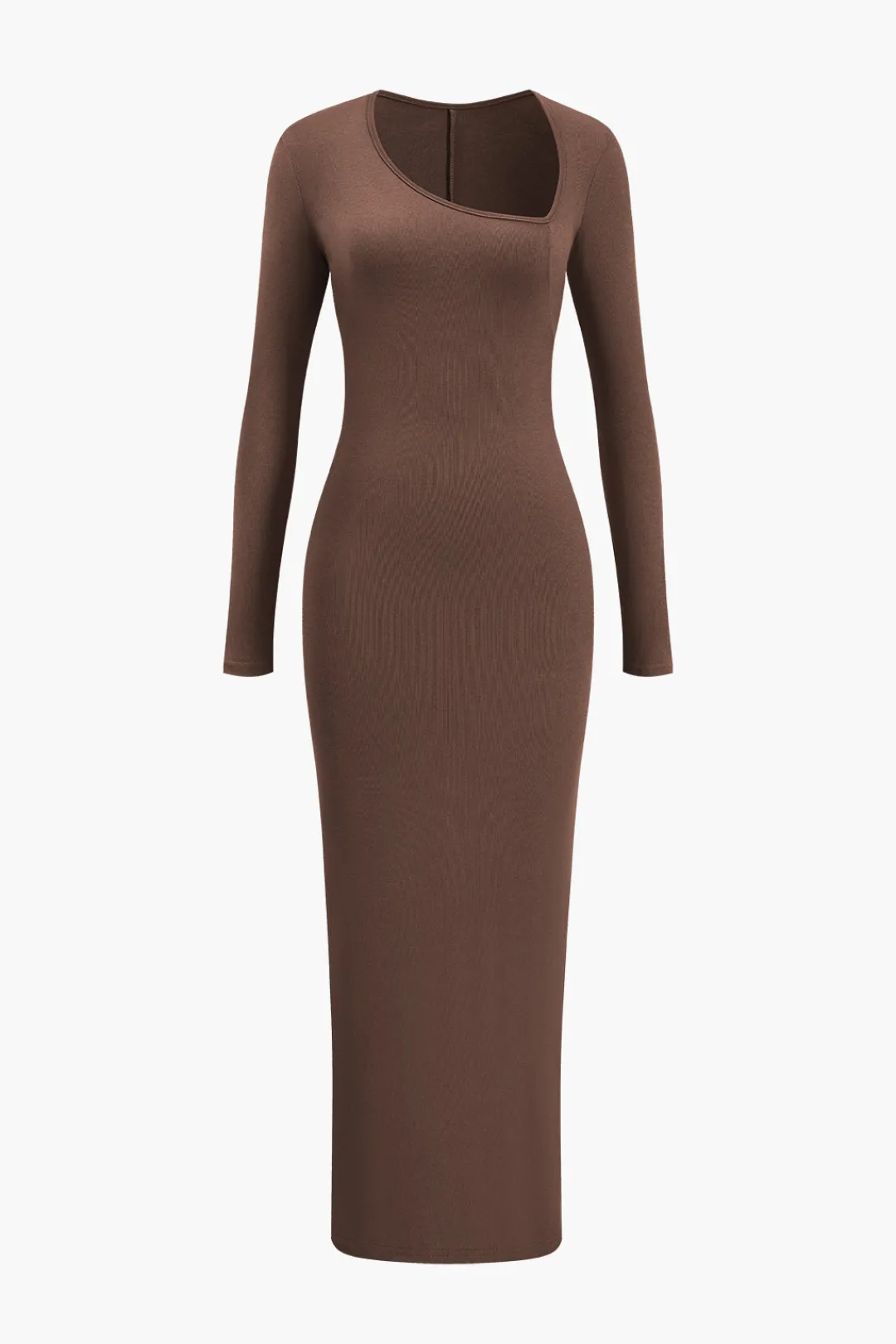 MICAS Long Sleeve Dresses|Maxi Dresses-Asymmetrical Neck Slit Maxi Dress