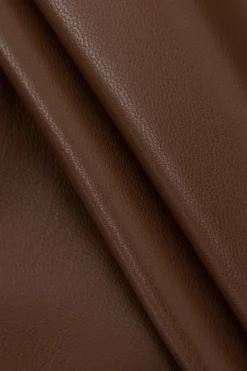 MICAS Skirts-Asymmetrical Ruched Faux Leather Mini Skirt