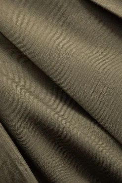 MICAS Pants-Asymmetrical Ruched Wide Leg Trousers OLIVE