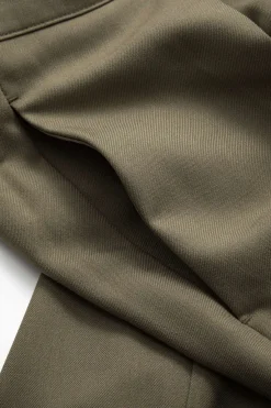 MICAS Pants-Asymmetrical Ruched Wide Leg Trousers OLIVE