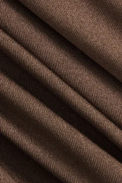 MICAS Midi Dresses-Asymmetrical Sleeveless Ruched Midi Dress COFFEE