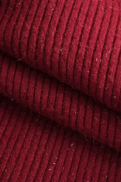 MICAS Knit Sets-Asymmetrical Top And Skirt Set BURGUNDY