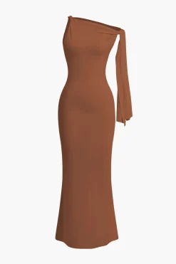 MICAS Maxi Dresses-Asymmetrical Twist Knot Mermaid Maxi Dress