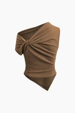 MICAS Skirt Sets-Asymmetrical Twist Top And High Waist Maxi Skirt Set