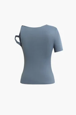 MICAS Pant Sets|Vacation Sets-Asymmetrical Twisted Top And Flared Pants Set BLUE