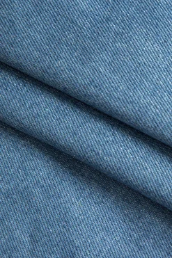 MICAS Skirts-Asymmetrical Zipper Denim Skirt MID WASH BLUE