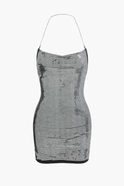 MICAS Mini Dresses-Backless Chain Mini Dress SILVER