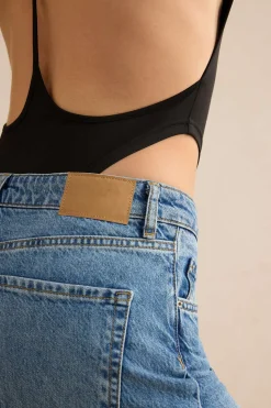 MICAS Bodysuits-Backless Cut Out Long Sleeve Bodysuit BLACK