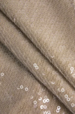 MICAS Long Sleeve Dresses|Midi Dresses-Backless Drawstring Sequin Midi Dress CARAMEL