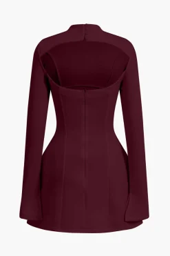 MICAS Long Sleeve Dresses|Mini Dresses-Backless Mini Dress