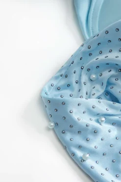 MICAS Mini Dresses-Backless Tie-Up Pearl Mini Dress