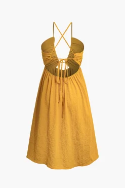 MICAS Midi Dresses-Backless V-neck Slit Midi Dress