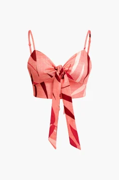 MICAS Pant Sets|Vacation Sets-Bamboo Leaf Print Knot Cami Top And Pants Set