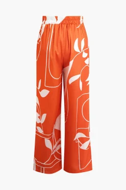 MICAS Pant Sets|Vacation Sets-Bamboo Leaf Print Knot Cami Top And Pants Set