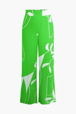 MICAS Pant Sets|Vacation Sets-Bamboo Leaf Print Knot Cami Top And Pants Set