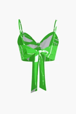 MICAS Pant Sets|Vacation Sets-Bamboo Leaf Print Knot Cami Top And Pants Set