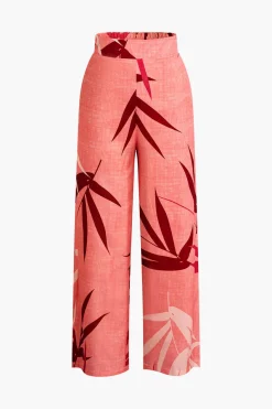 MICAS Pant Sets|Vacation Sets-Bamboo Leaf Print Knot Cami Top And Pants Set
