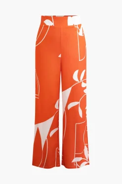 MICAS Pant Sets|Vacation Sets-Bamboo Leaf Print Knot Cami Top And Pants Set