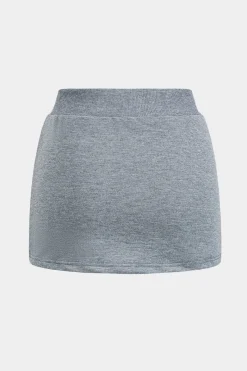 MICAS Skirt Sets-Basic Asymmetry Long Sleeve Top And Skirt Set GRAY