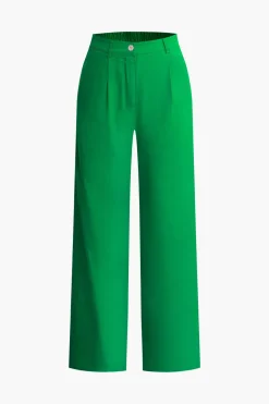 MICAS Pant Sets-Basic Crop Tank Top And Pants Set GREEN