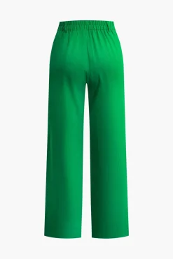 MICAS Pant Sets-Basic Crop Tank Top And Pants Set GREEN