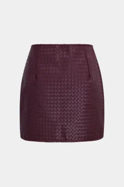 MICAS Skirts-Basic Faux Leather Mini Skirt BURGUNDY