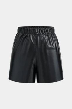 MICAS Shorts-Basic Faux Leather Shorts BLACK