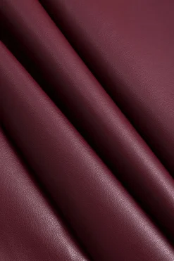 MICAS Skirts-Basic Faux Leather Slit Skirt BURGUNDY