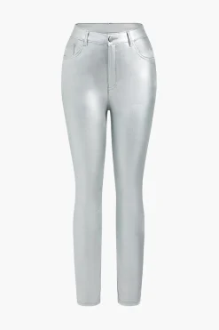 MICAS Pants-Basic Faux Leather Trousers