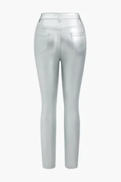 MICAS Pants-Basic Faux Leather Trousers