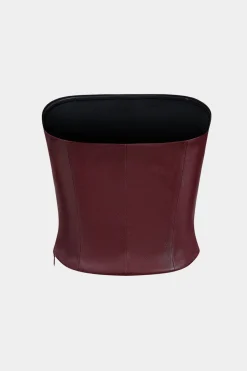 MICAS Tube Tops-Basic Faux Leather Tube Top BURGUNDY
