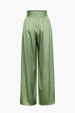 MICAS Pants-Basic Heavy Satin High Waisted Wide Leg Pants