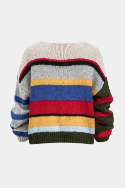 MICAS Knitwear|Knit Tops-Basic Knit Color Block Long-Sleeve Top MULTICOLOR