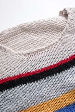 MICAS Knitwear|Knit Tops-Basic Knit Color Block Long-Sleeve Top MULTICOLOR