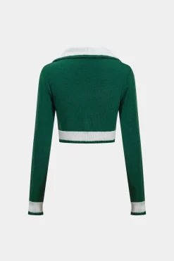 MICAS Knitwear|Knit Sets-Basic Knit Contrast Skirt Set DARK GREEN