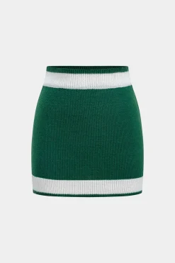 MICAS Knitwear|Knit Sets-Basic Knit Contrast Skirt Set DARK GREEN