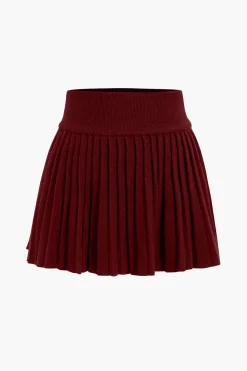 MICAS Knitwear|Knit Bottoms-Basic Knit Pleated Skirt