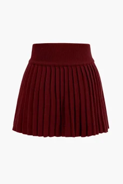 MICAS Knitwear|Knit Bottoms-Basic Knit Pleated Skirt
