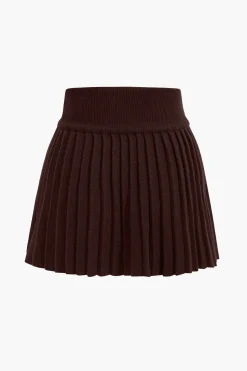 MICAS Knitwear|Knit Bottoms-Basic Knit Pleated Skirt