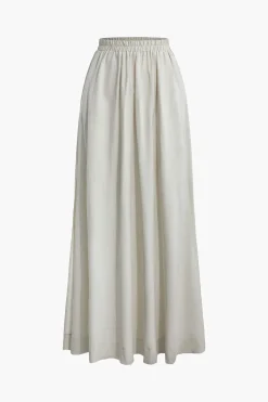 MICAS Skirts-Basic Linen High Waist Maxi Skirt IVORY