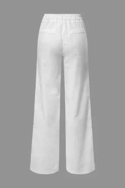MICAS Pants-Basic Linen-Blend Straight Leg Pants