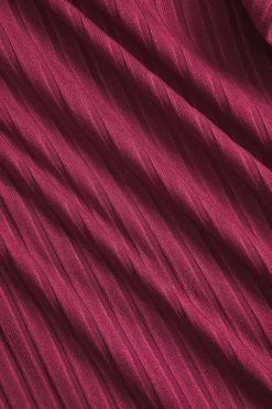 MICAS Mini Dresses|Long Sleeve Dresses-Basic Long Sleeve Cut Out Puff Hem Mini Dress BURGUNDY